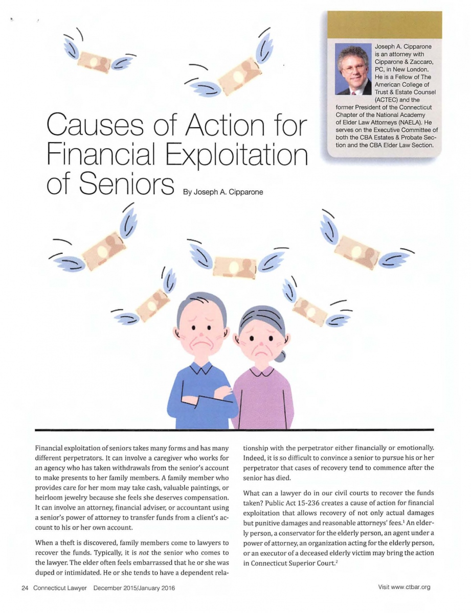 Causes of Action for Financial Exploitation of Seniors